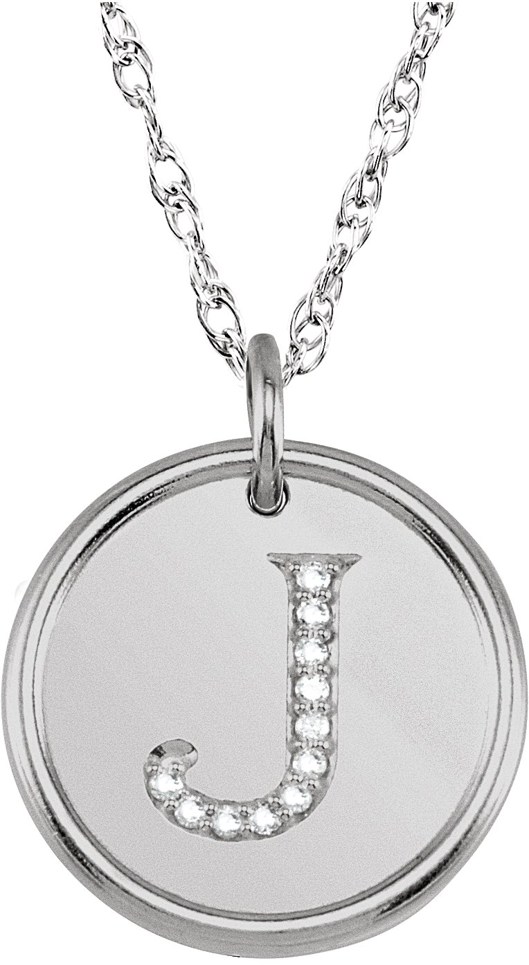 Sterling Silver .06 CTW Natural Diamond Initial J 18 inch Necklace Ref 5531951