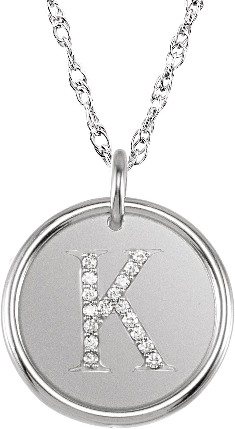 Sterling Silver .08 CTW Natural Diamond Initial K 18 inch Necklace Ref 5534950