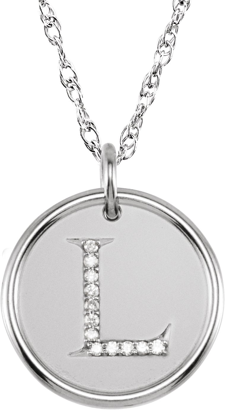 Sterling Silver .06 CTW Natural Diamond Initial L 18 inch Necklace Ref 5542952