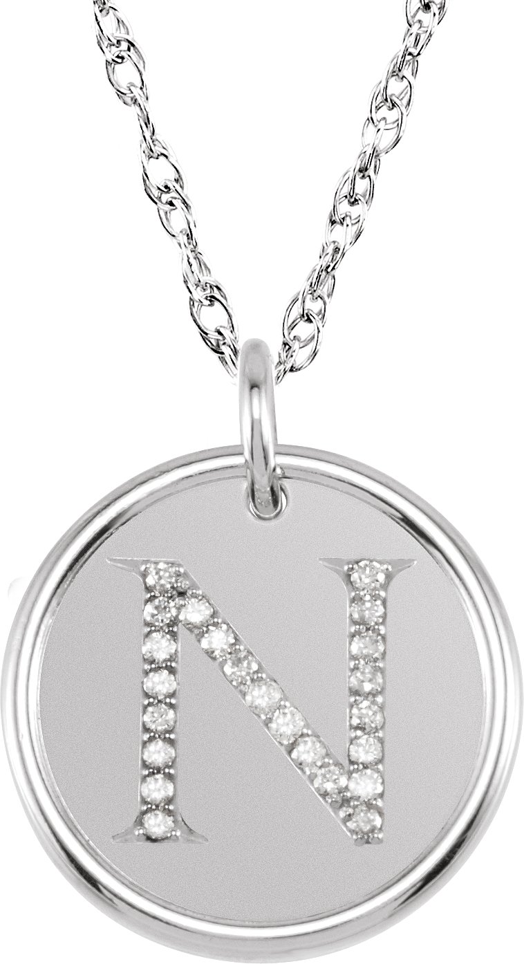 Sterling Silver 0.10 CTW Natural Diamond Initial N 18 inch Necklace Ref 5564291