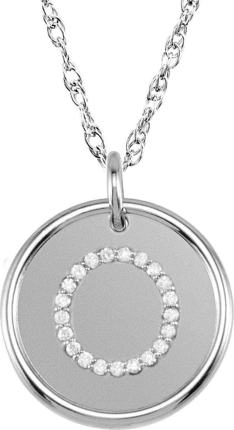 Sterling Silver 0.10 CTW Natural Diamond Initial O 18 inch Necklace Ref 5565784