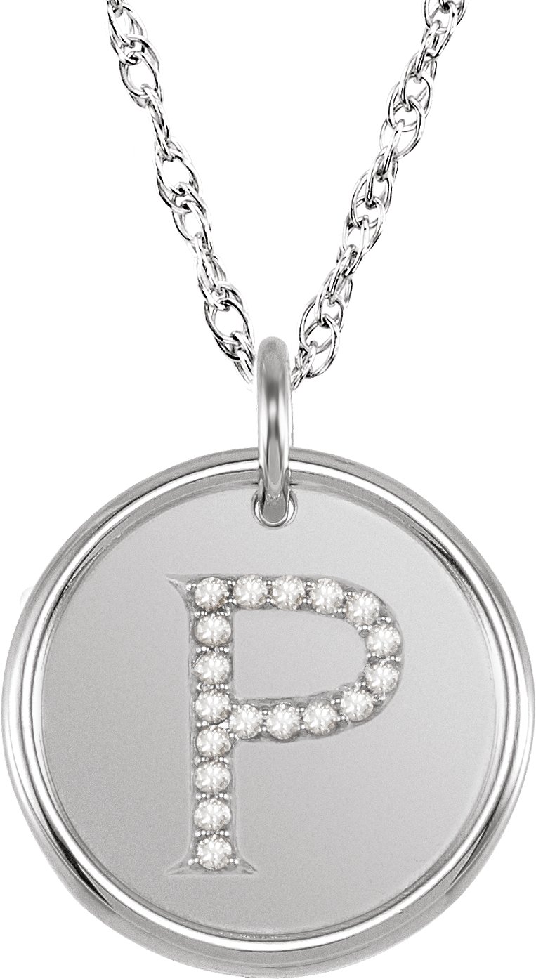 Sterling Silver 0.10 CTW Natural Diamond Initial P 18 inch Necklace Ref 5566232