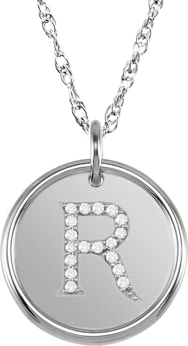 Sterling Silver 0.10 CTW Natural Diamond Initial R 18 inch Necklace Ref 5567102