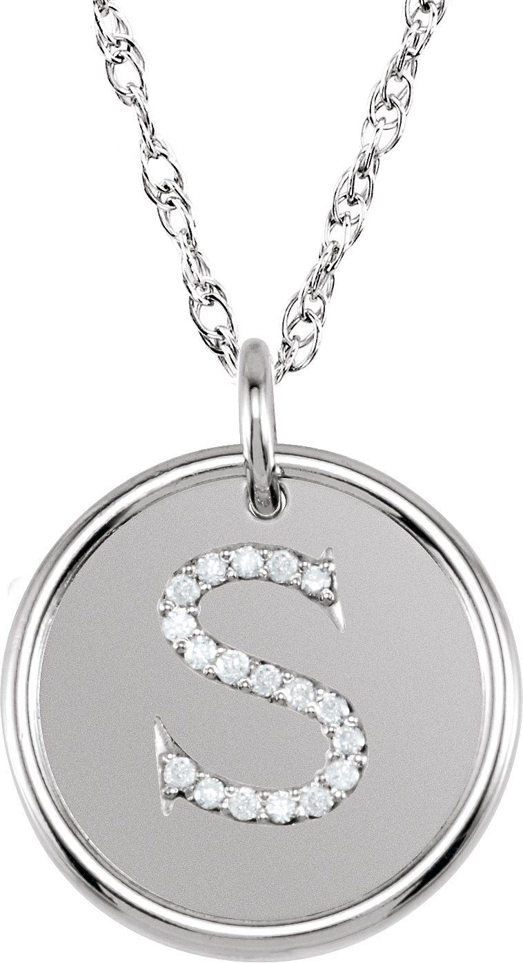 Sterling Silver 0.10 CTW Natural Diamond Initial S 18 inch Necklace Ref 5565598