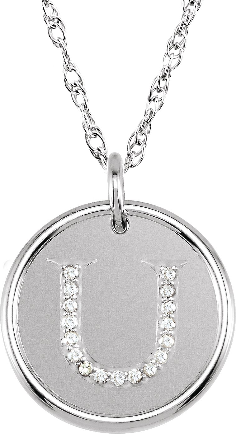 Sterling Silver .08 CTW Natural Diamond Initial U 18 inch Necklace Ref 5566243