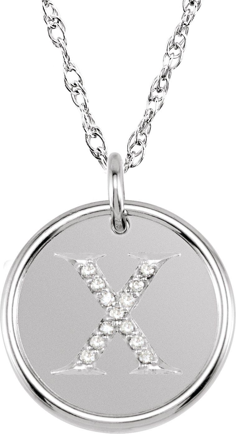 Sterling Silver .07 CTW Natural Diamond Initial X 18 inch Necklace Ref 5565726