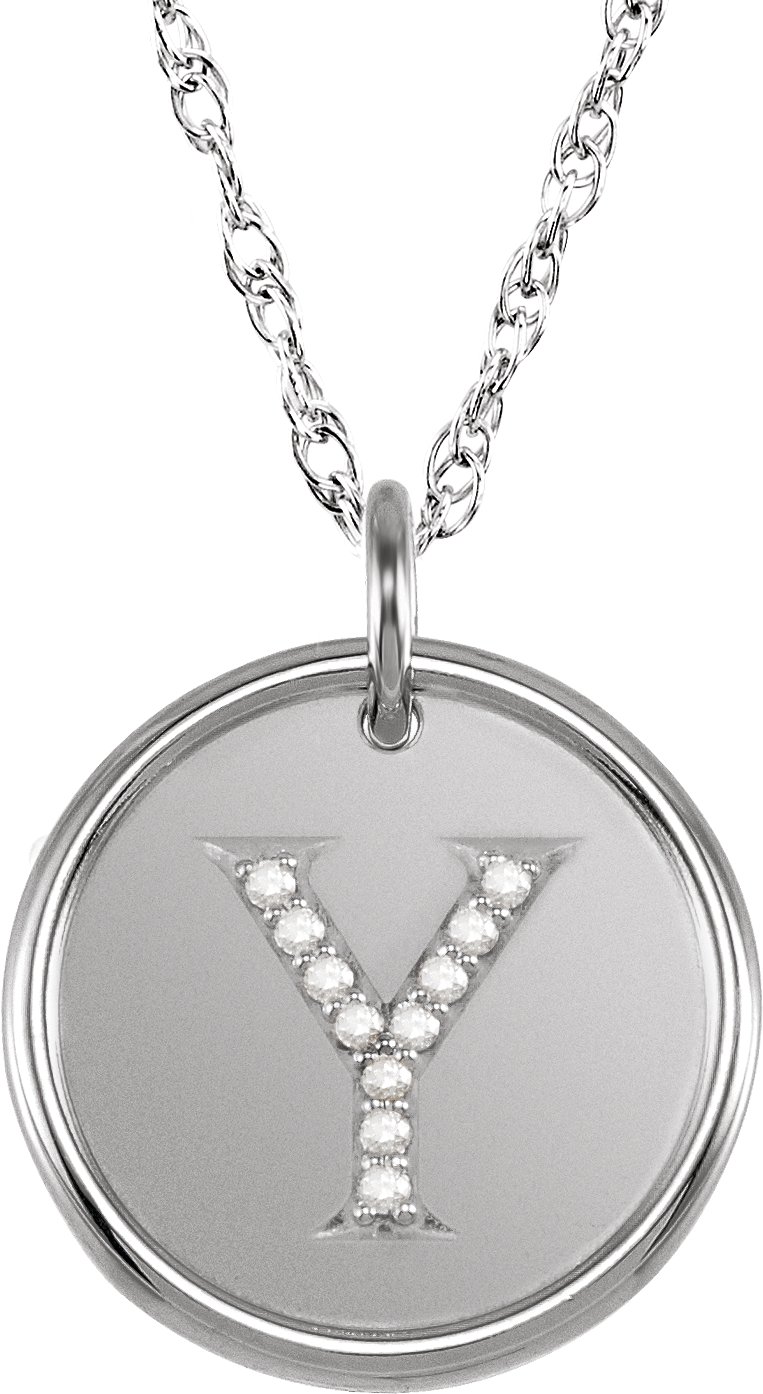 Sterling Silver .06 CTW Natural Diamond Initial Y 18 inch Necklace Ref 5566176