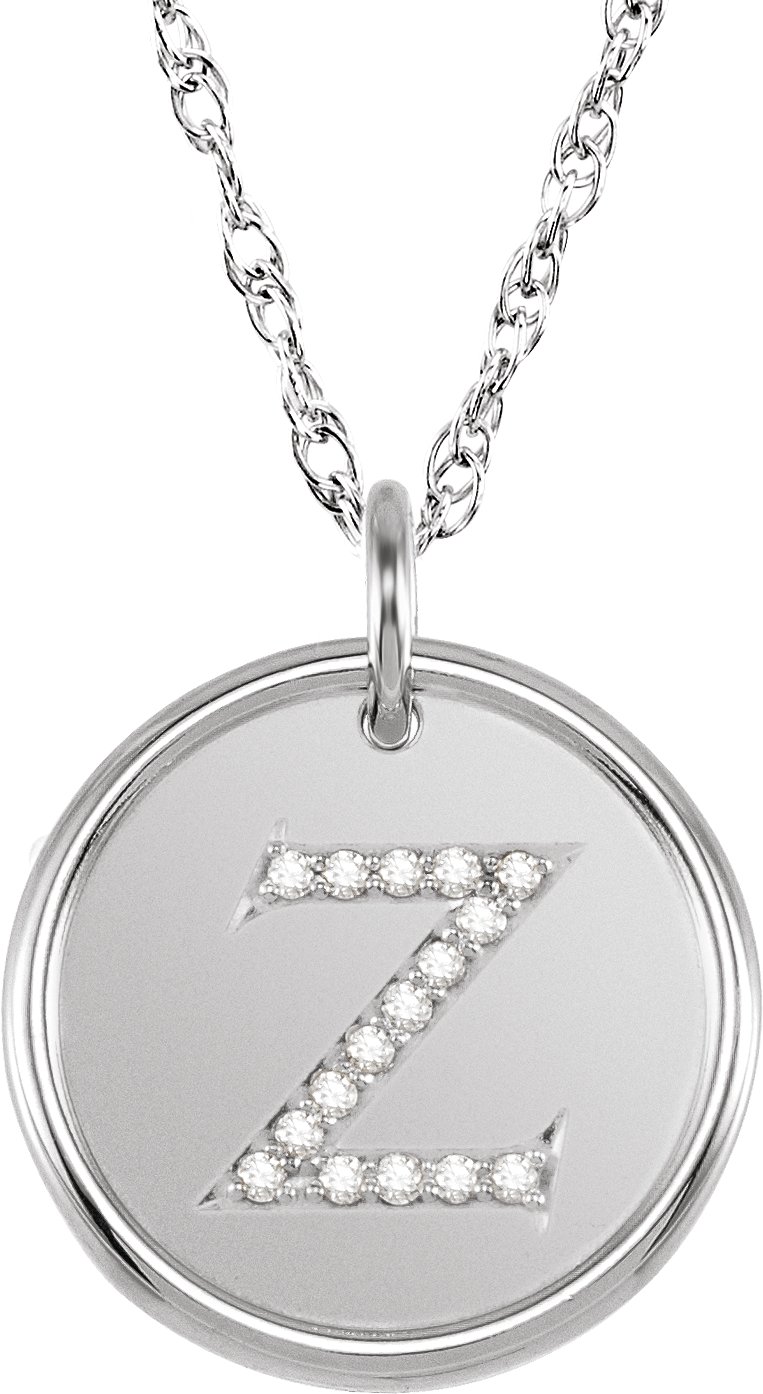 Sterling Silver .08 CTW Natural Diamond Initial Z 18 inch Necklace Ref 5566369