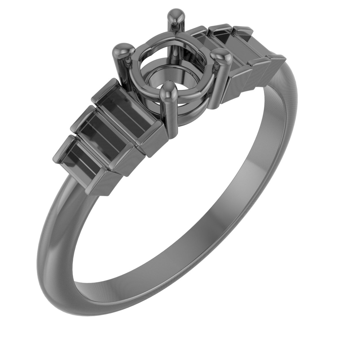 Sterling Silver Natural Gray Spinel & 1/3 CTW Natural Diamond Ring