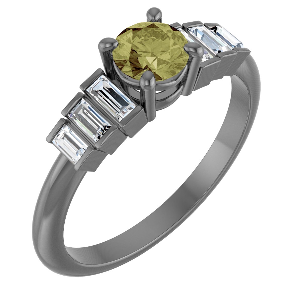 14K Yellow Natural Green Sapphire & 1/3 CTW Natural Diamond Ring