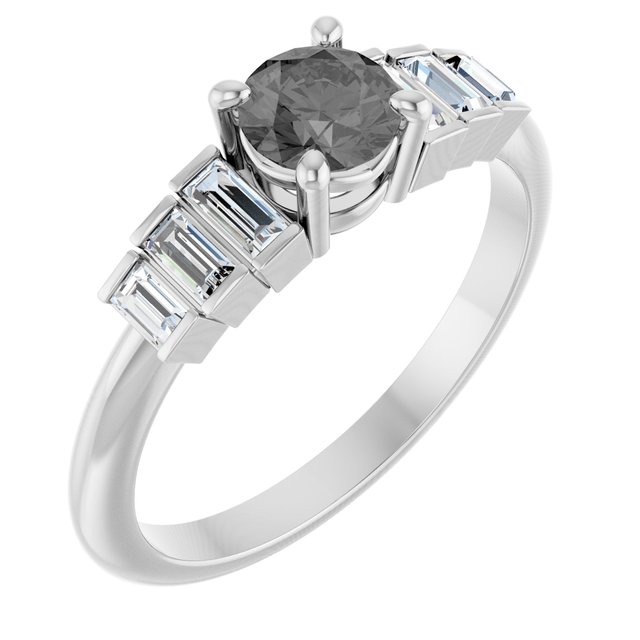Sterling Silver Natural Gray Spinel & 1/3 CTW Natural Diamond Ring