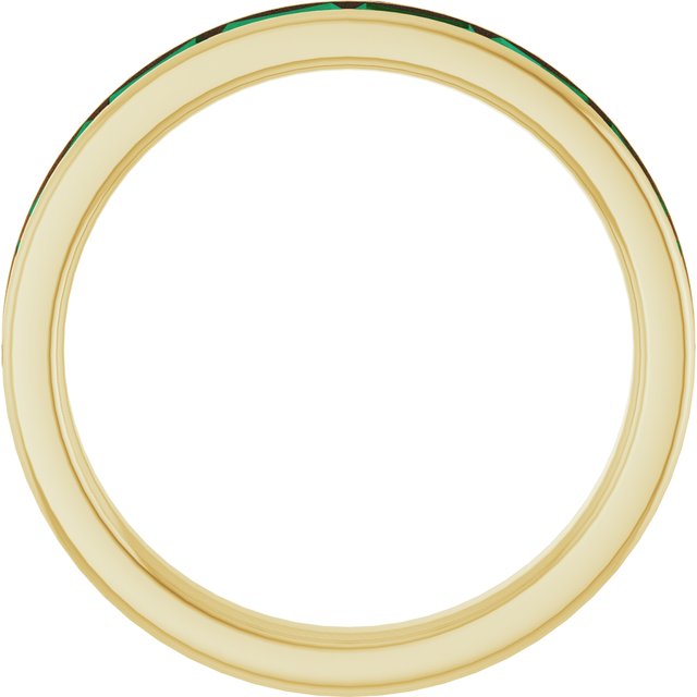 14K Yellow Lab-Grown Emerald Stackable Ring