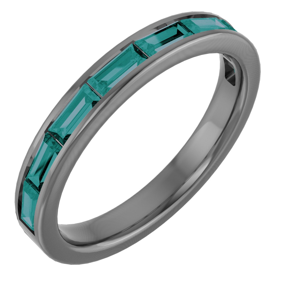 14K White Lab-Grown Alexandrite Stackable Ring