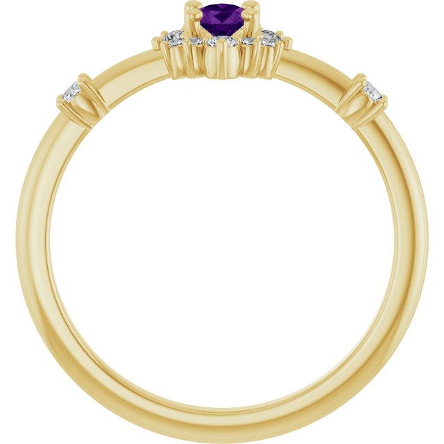 14K Yellow Natural Amethyst & 1/6 CTW Natural Diamond Halo-Style Ring