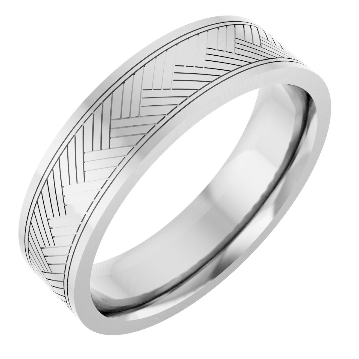 14K White 6 mm Patterned Band Size 10