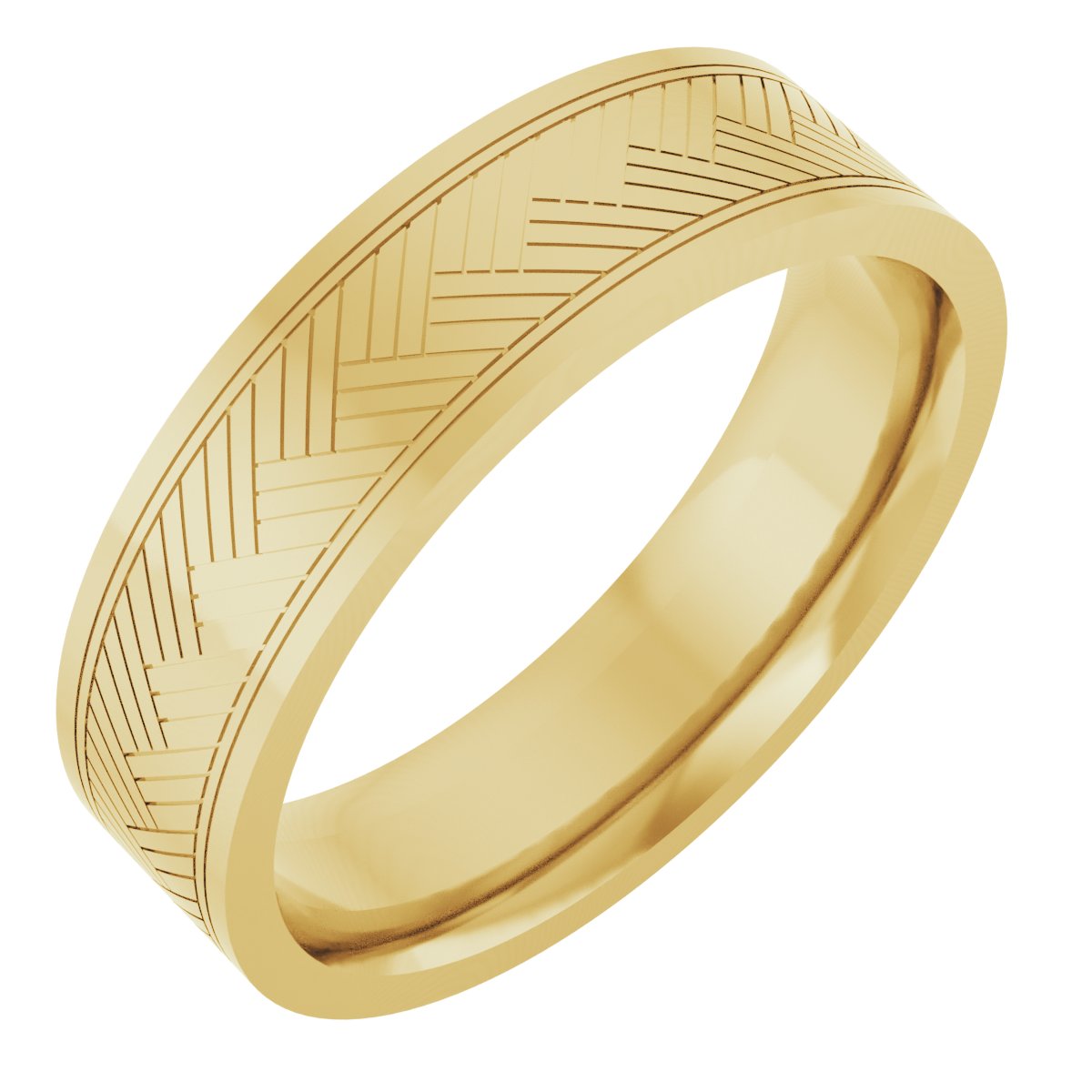 14K Yellow 6 mm Patterned Band Size 10