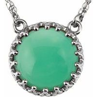 Sterling Silver 10 mm Natural Green Chrysoprase Crown 18