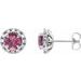 Platinum 4 mm Natural Pink Tourmaline & 1/5 CTW Natural Diamond Halo-Style Earrings