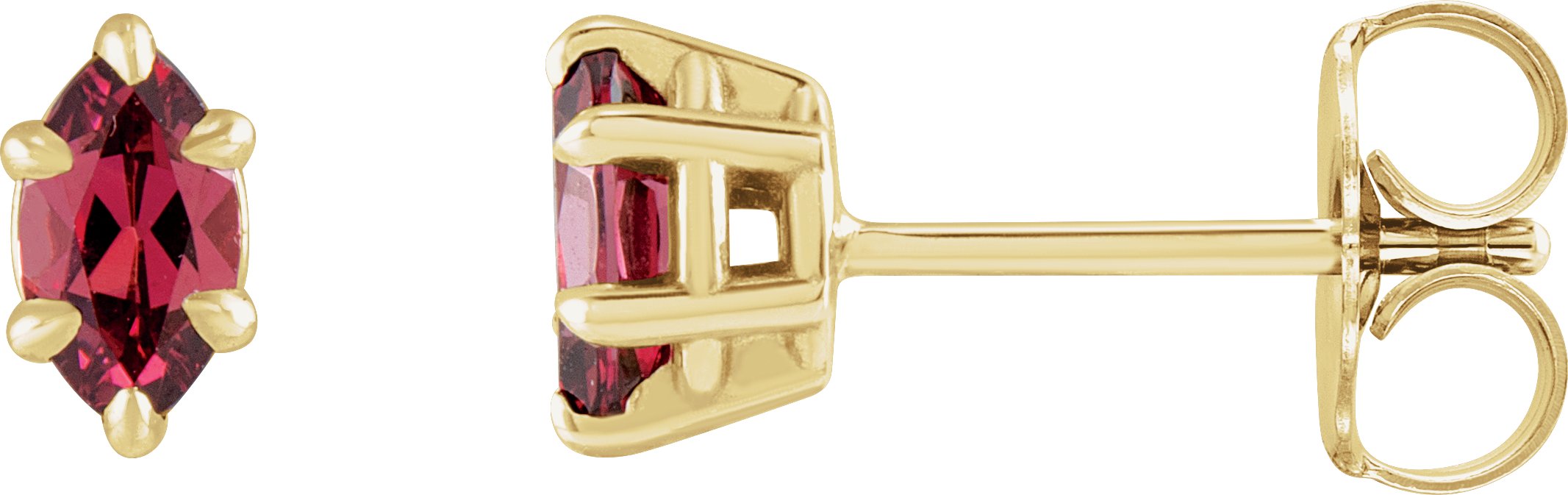 14k Yellow Gold Round Rhodolite Garnet Bezel Stud Earrings