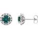 Sterling Silver 5 mm Lab-Grown Emerald & 1/3 CTW Natural Diamond Halo-Style Earrings