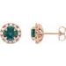 14K Rose 4 mm Natural Emerald & 1/5 CTW Natural Diamond Earrings