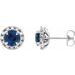14K White 4 mm Natural Blue Sapphire & 1/5 CTW Natural Diamond Halo-Style Earrings