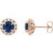 14K Rose 6 mm Natural Blue Sapphire & 1/3 CTW Natural Diamond Halo-Style Earrings