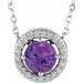 Sterling Silver Imitation Amethyst & .05 CTW Natural Diamond Halo-Style 16