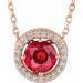 14K Rose Lab-Grown Ruby & .05 CTW Natural Diamond Halo-Style 16