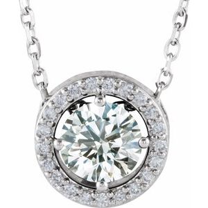 Sterling Silver Imitation Diamond & .05 CTW Natural Diamond Halo-Style 16" Necklace