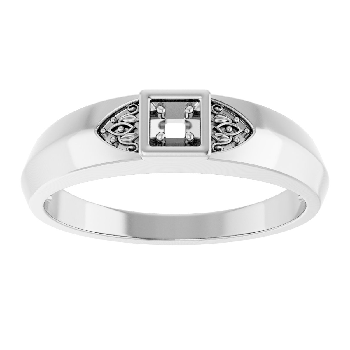 3 mm Cushion Mens Band Mounting view 3