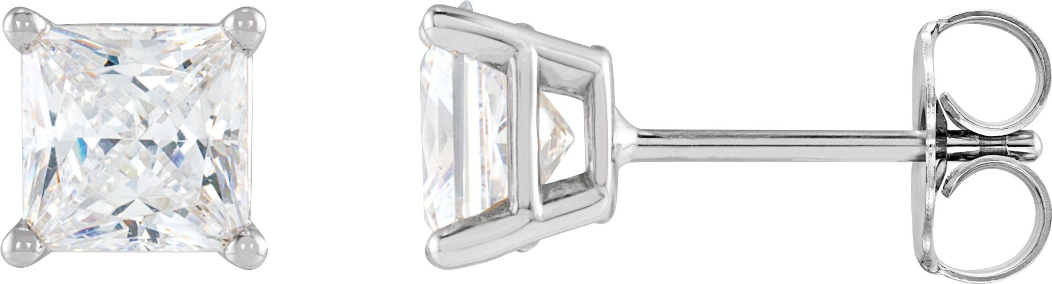 14K White 5/8 CTW Natural Diamond Friction Post Earrings