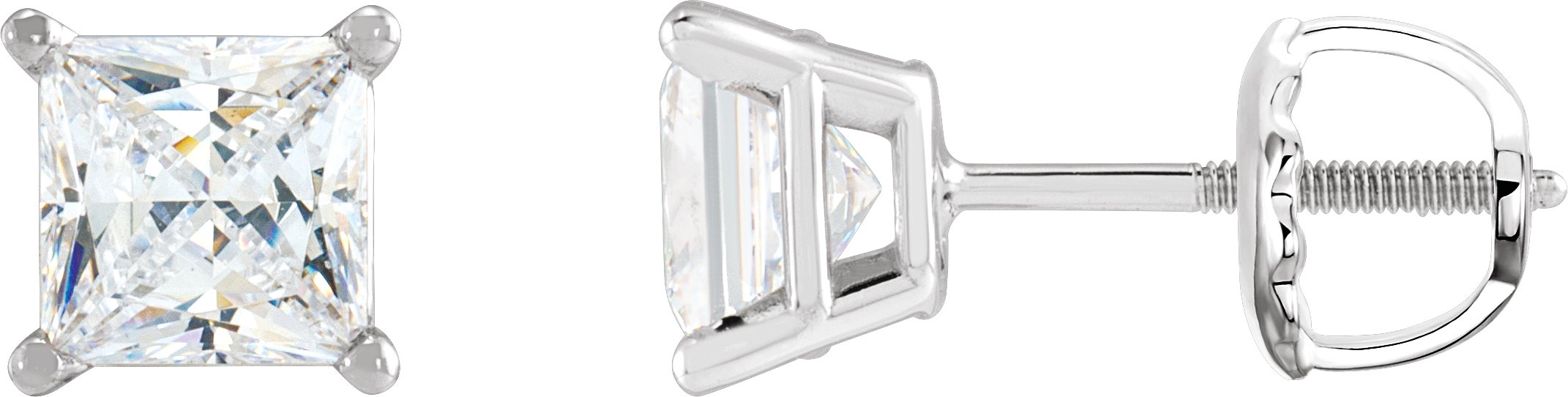 14K White 1/2 CTW Natural Diamond Threaded Post Earrings
