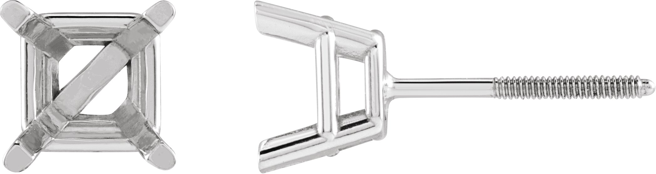 Square 4-Prong Lightweight Stud Earrings