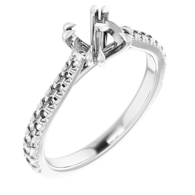 Double Claw-Prong Accented Engagement Ring