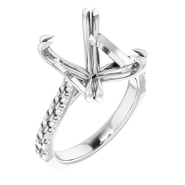 Double Claw-Prong Accented Engagement Ring