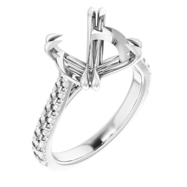 Double Claw-Prong Accented Engagement Ring