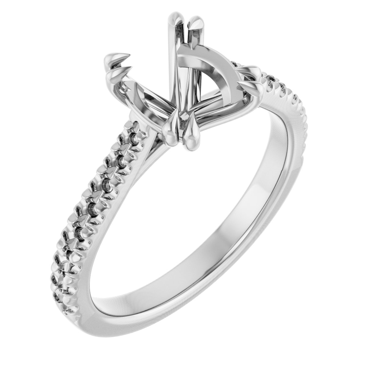 Double Claw-Prong Accented Engagement Ring