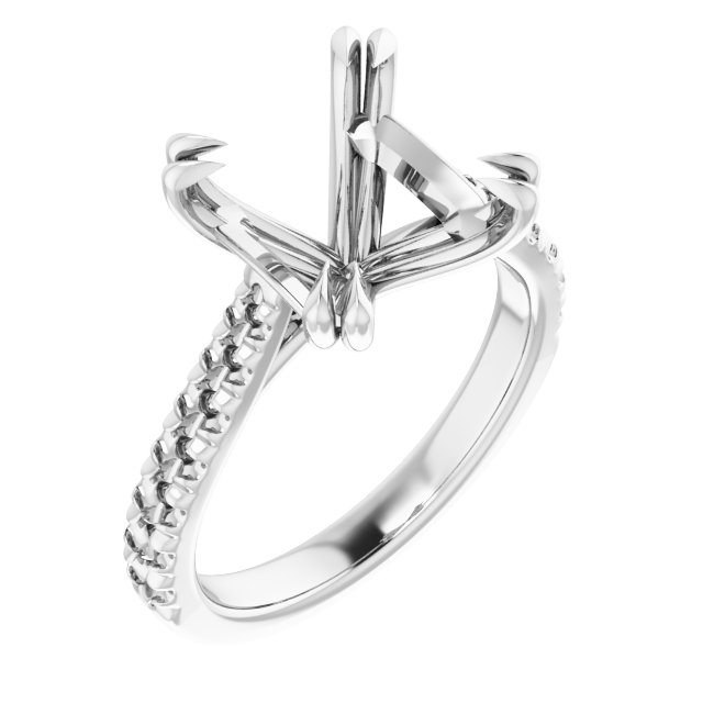 Double Claw-Prong Accented Engagement Ring