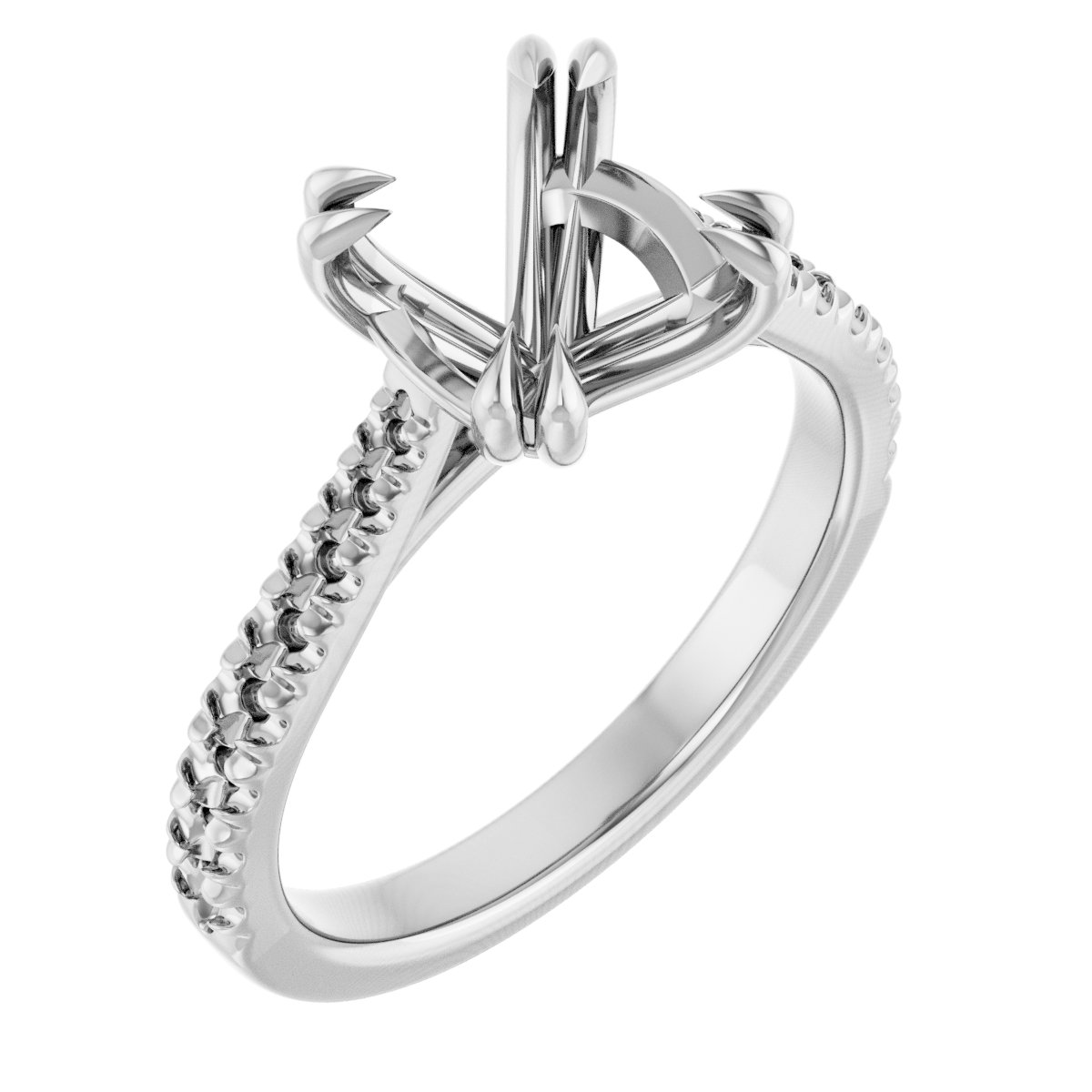 Double Claw-Prong Accented Engagement Ring