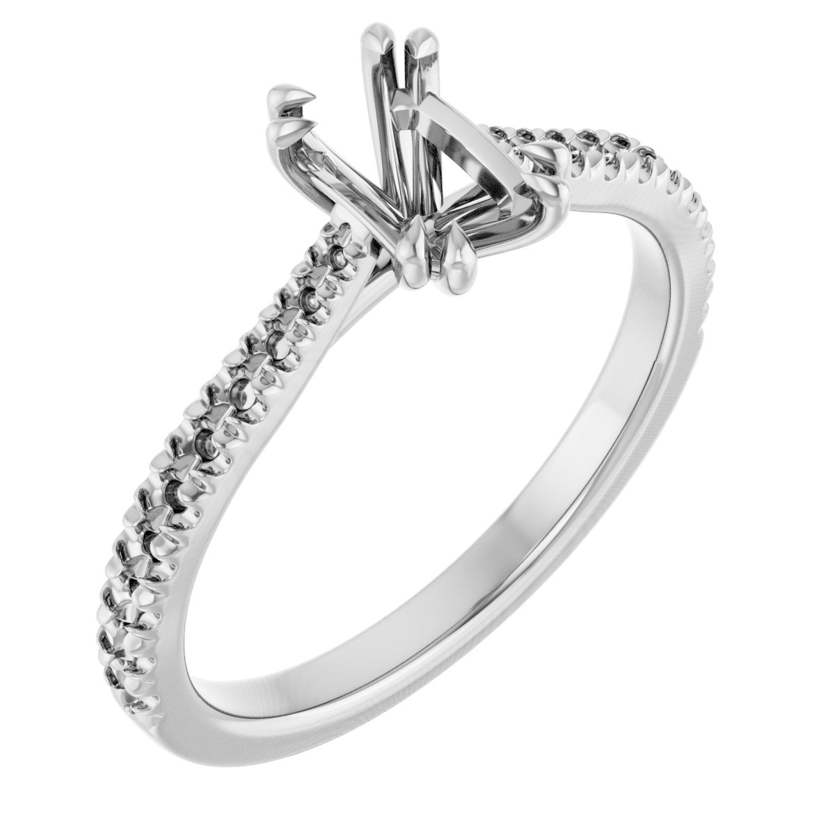 Double Claw-Prong Accented Engagement Ring