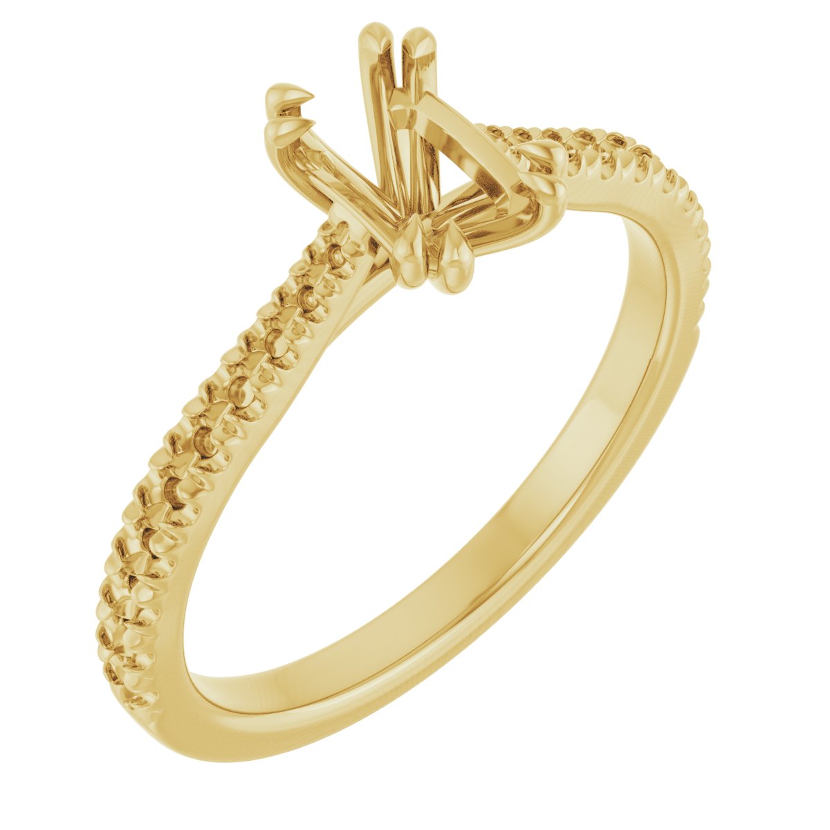 Double Claw-Prong Accented Engagement Ring