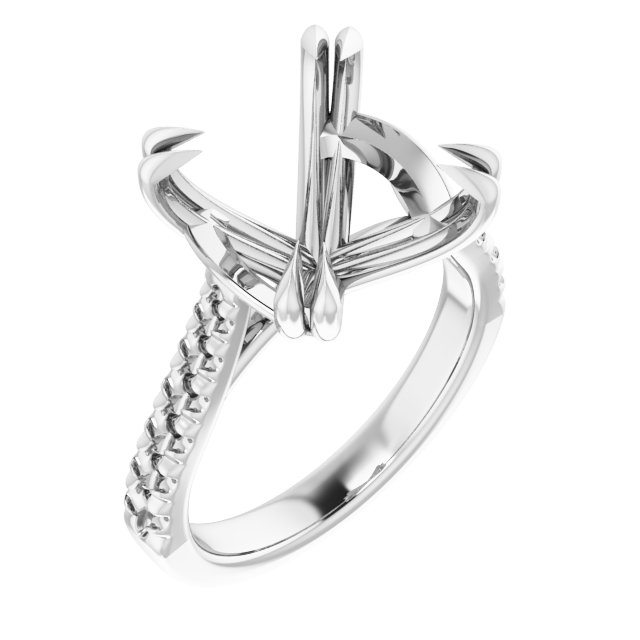 Double Claw-Prong Accented Engagement Ring