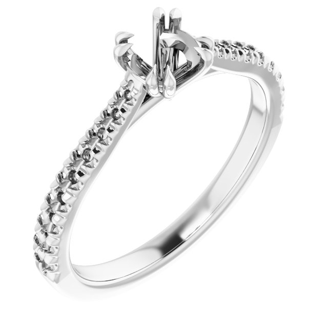 Double Claw-Prong Accented Engagement Ring