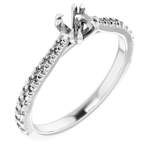 Double Claw-Prong Accented Engagement Ring