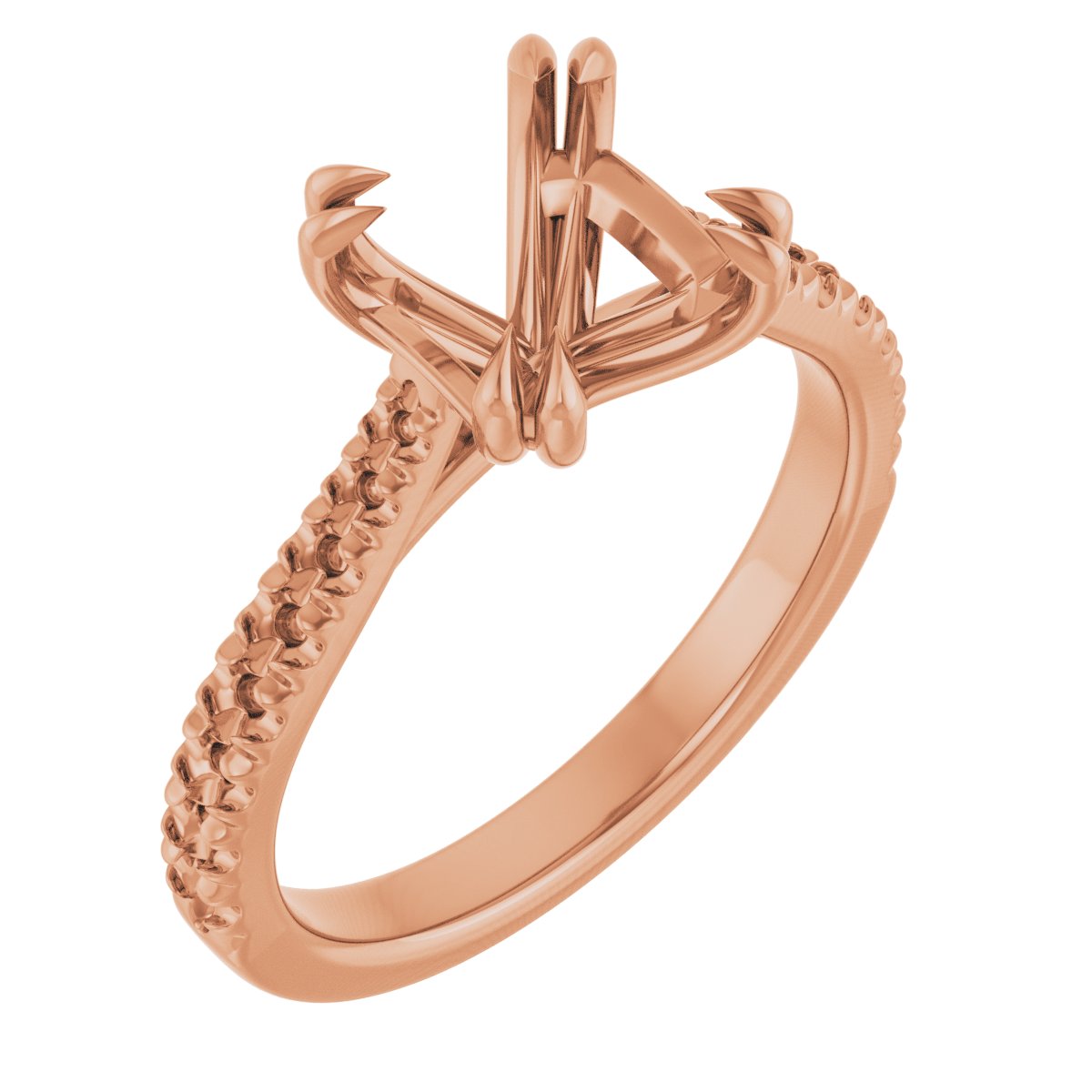 Double Claw-Prong Accented Engagement Ring