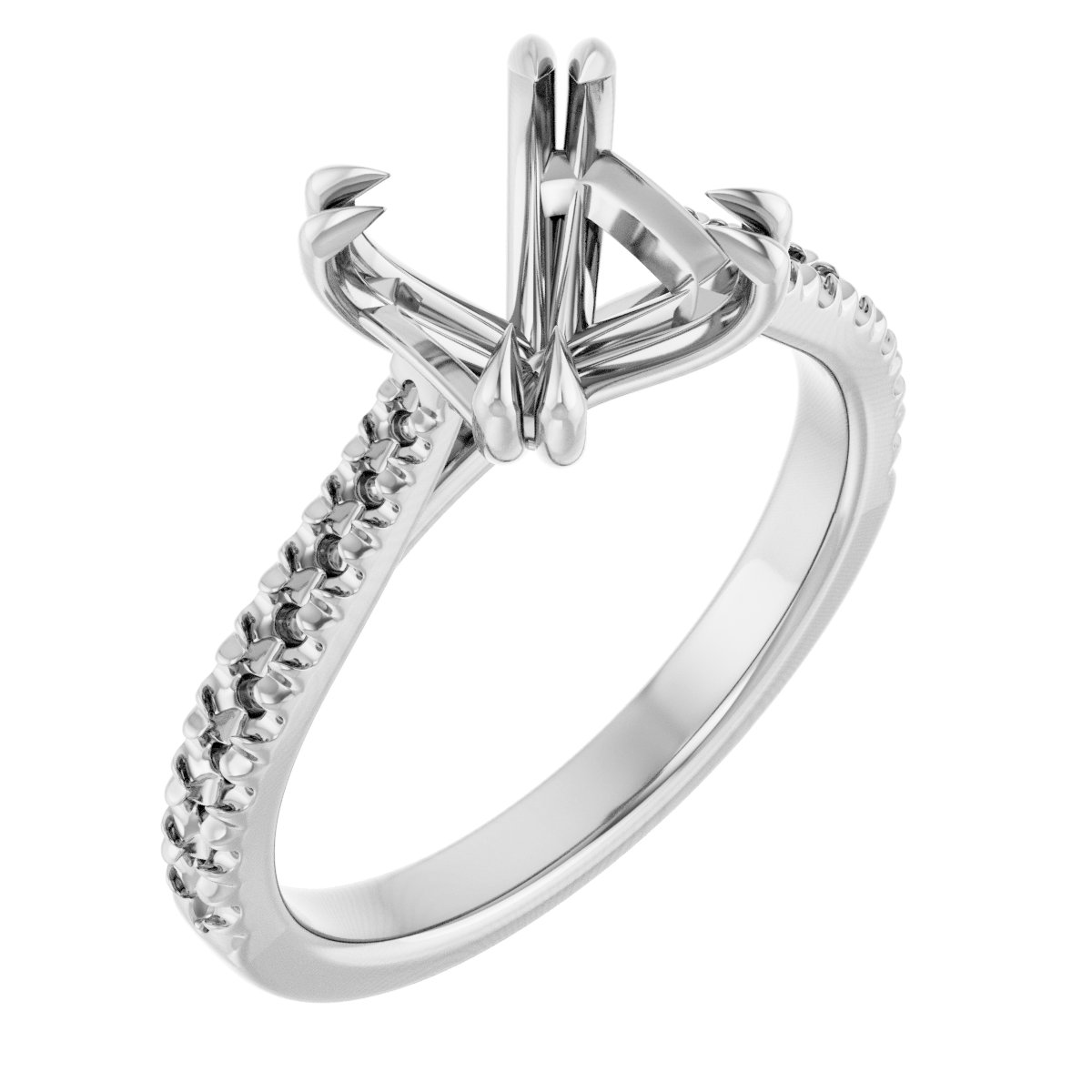 Double Claw-Prong Accented Engagement Ring