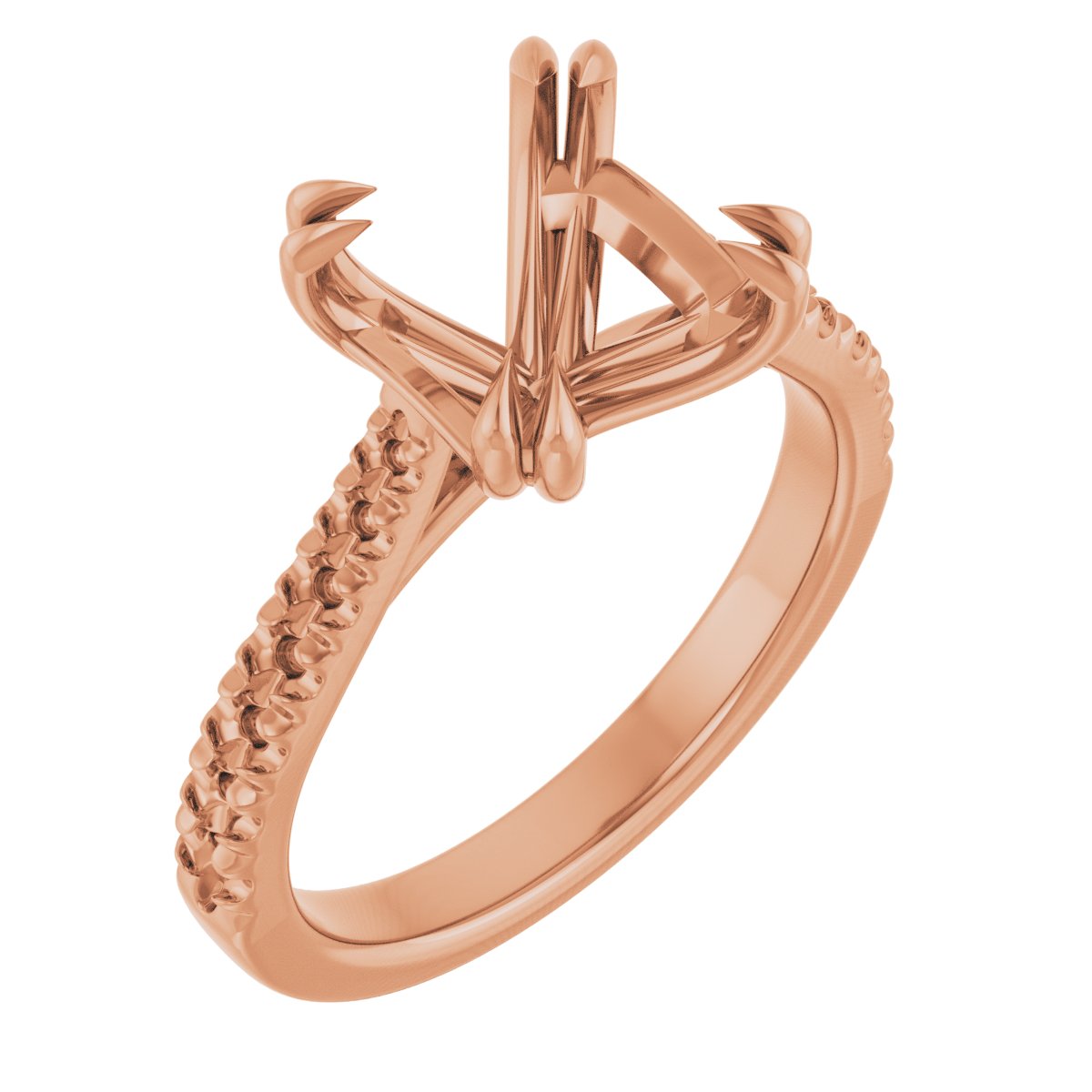 Double Claw-Prong Accented Engagement Ring