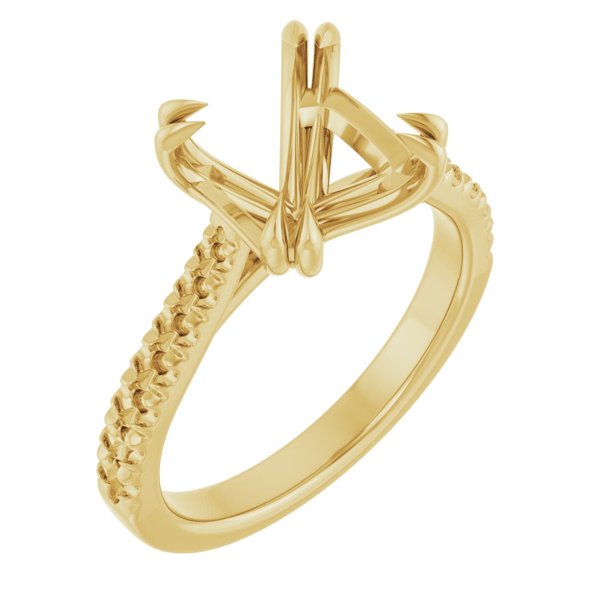 Double Claw-Prong Accented Engagement Ring