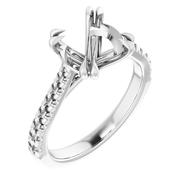 Double Claw-Prong Accented Engagement Ring